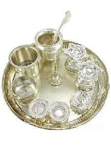 silver plated pooja thali