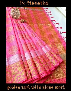 TK-HANSIKA SOFT TUSSER GOLDEN ZARI SAREES