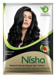 Nisha Natural Color Hair Henna (pack of 6) with free Brush (Natural Black) 10g