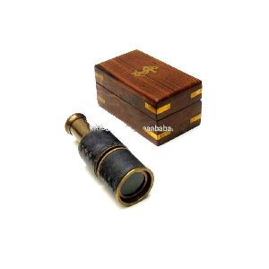 Brass Telescope With Wooden Box