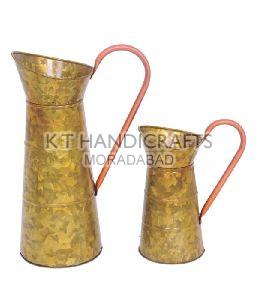 11 Inch Galvanized Metal Vase Pitcher with Handle