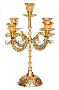 Brass Mughal Candle Stand with 5 Holder