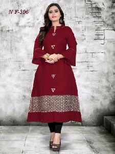 Slub Cotton Casual Kurti