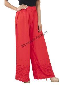 Rayon Embroidery Chikan Palazzo Pant