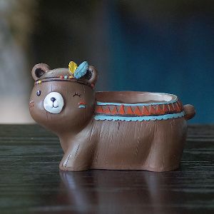 brown bear flower pot