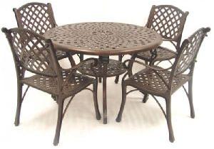 Aluminium Cast Chair Table Set (720 Brown)