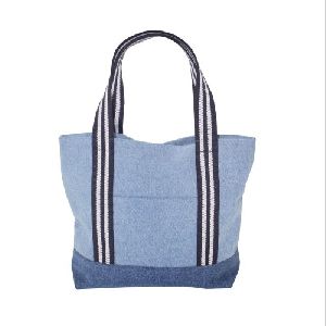 Denim Tote Bag With Web Handle