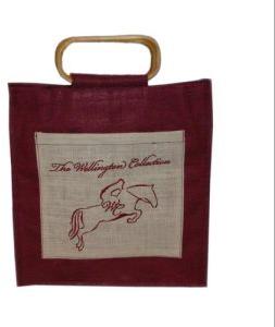 Oval Shape Cane Handle Jute Bag