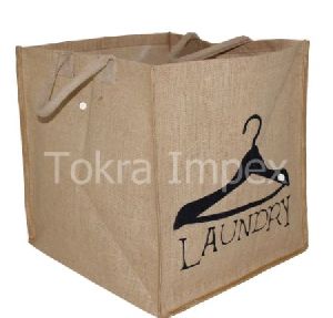 PP Laminated Jute Laundry Bag With Padded Rope Handle