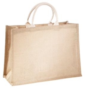 Plain PP Laminated Jute Tote Bag with Padded Rope Handle