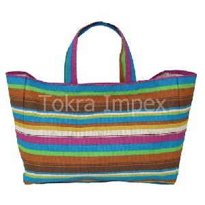 Striped Print PP Laminated Jute Shopping Bag