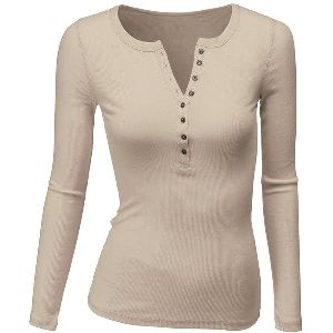 Ladies Henley Neck T-Shirts