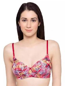 padded wire free yellow red full support bra