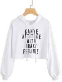 Kanye Attitude With Drake Feelings Crop Hoodie For Women.