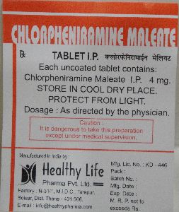 Chlorpheniramine Maleate Tablets IP 4 mg