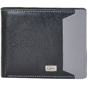 Mens Leather Wallet Black Gray