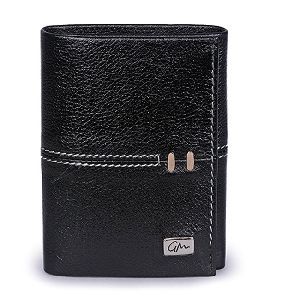 Tri Fold Mini Leather Wallet Black