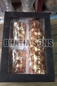 Diamond Design Copper Bottle and Tumbler Set