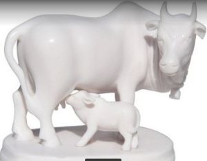 Marble Cow And Calf Statue