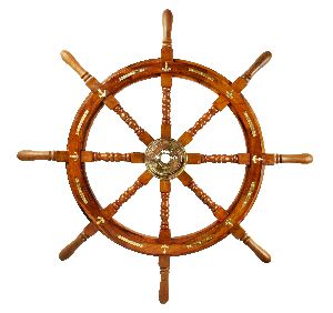 brass anchor script wooden ship wheel