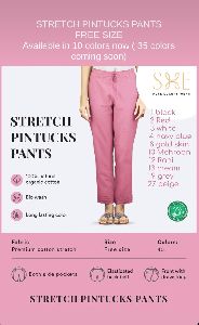 Stretch Pintucks Pants