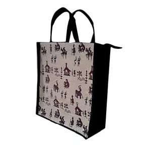 Zipper Jute Handbag