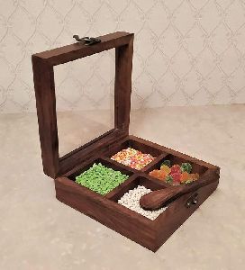 Wooden spices container.
