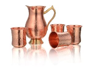 Copper Jug and Glass Set