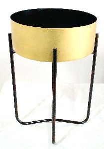 Gold Black Side Planter with Stand