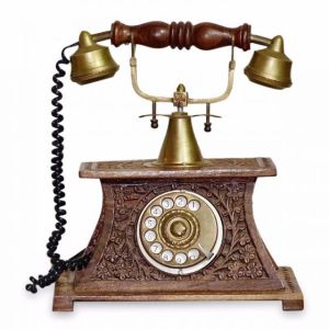 Golden Brass Telephone Decorative Showpiece