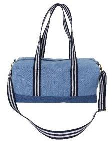 Denim Duffle Bag With Adjustable Shoulder Length Handle