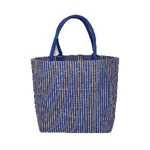 one color stripe pp laminated jute tote bag