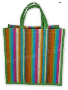 pp laminated multicolor stripe jute handle jute tote bag