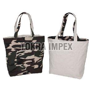 Canvas Reversible Shopping Bag with Self Handle