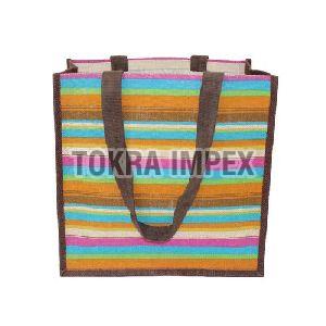 Cotton Web Handle PP Laminated Jute Tote Bag