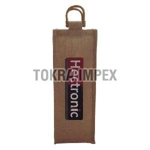 Customized Logo Print Jute Wine Bag With Cane Handle