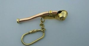 Brass Bosun Whistle Keychain