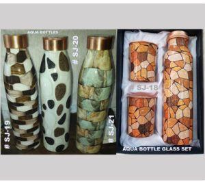 Marble Stone Printed Copper Bottle Gift Set