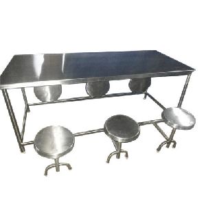 6 Seater Stainless Steel Canteen Table