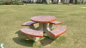 Cement Four Seater Round Bench