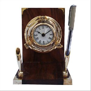 Table Clock with Pen Holder Stand