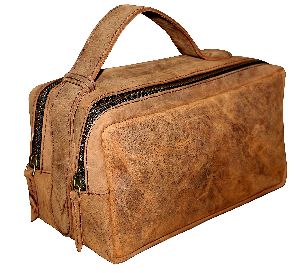 men leather brown handcrafted vintage travel shaving kit