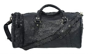 over sized genuine black leather luggage duffel bag