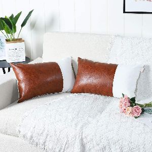 set of 2 decorative leather pillow cushion covers