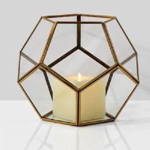 Hexagon Brass Candle Holder