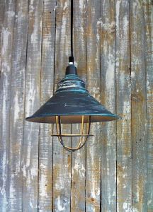 Conical Pendant Lamp with WIre Cage