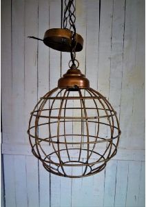 Antique Gold Wire Cage Hanging Pendant Lamp