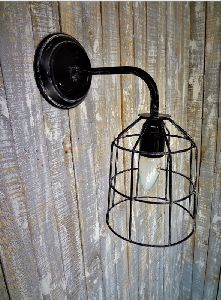 Black Wash Wire Cage Wall Lamp
