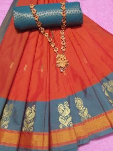 arani semi soft silks contrast pallu