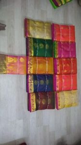 pure handloom kanchipuram silk meena border